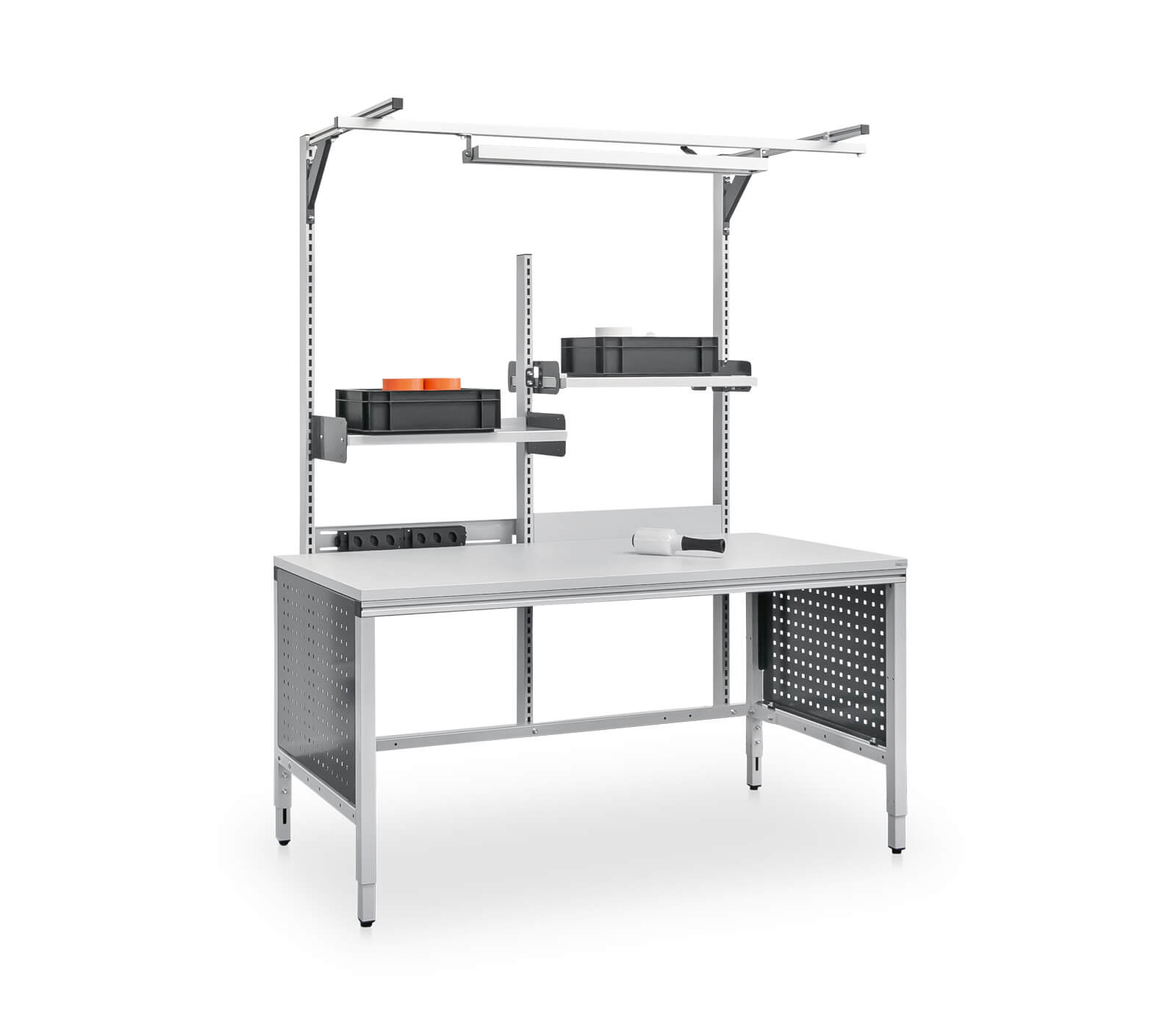 Suspension rail with electronic components and power