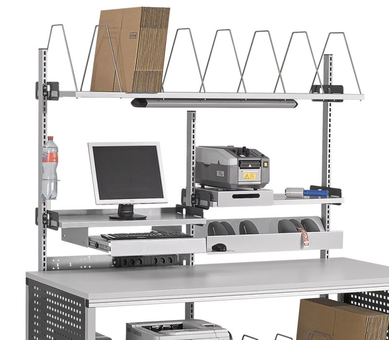 Workstation accessories, add-on units and shelves