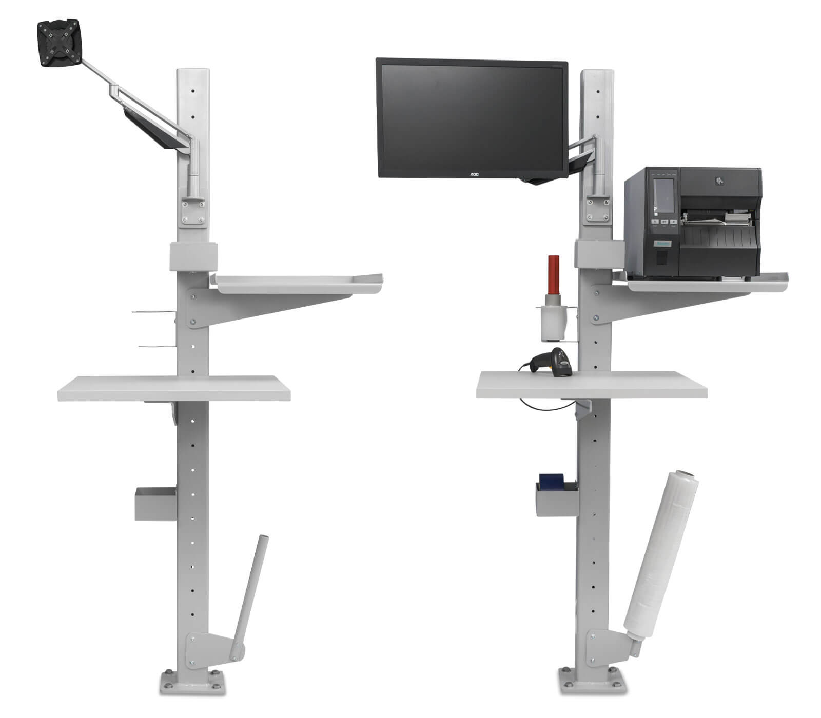 Multifunktionssäule mit kleiner Arbeitsfläche, Rollenhalter, Novus Schwenkarm