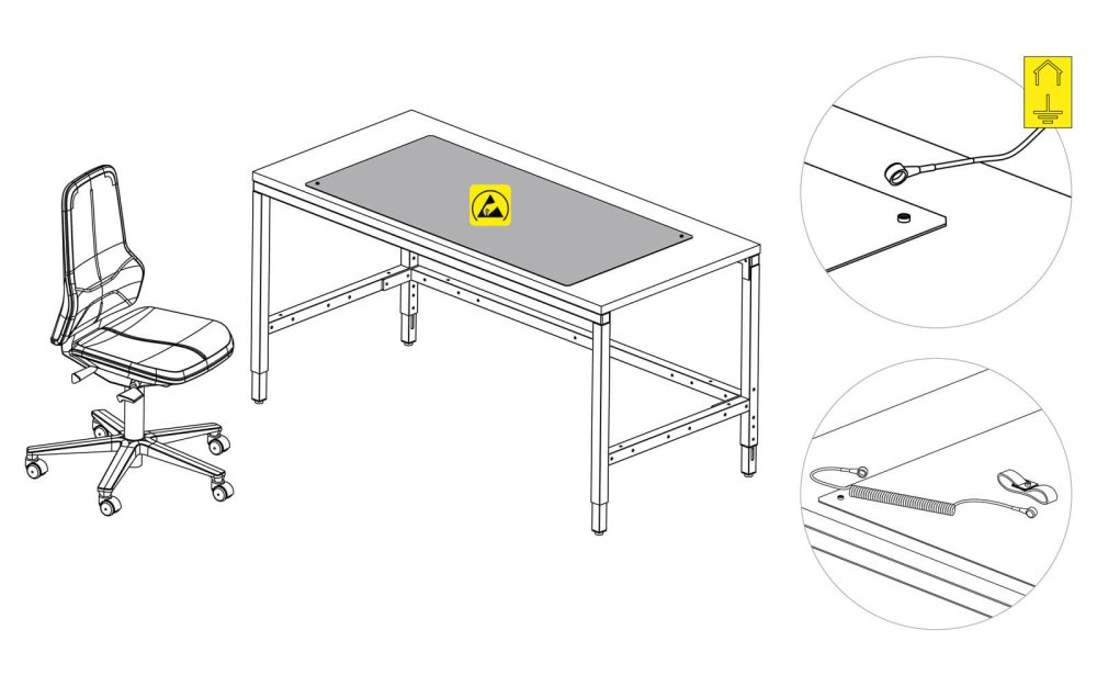 ERGO-line Arbeitsmatten ableitfähig auf normalem Tisch