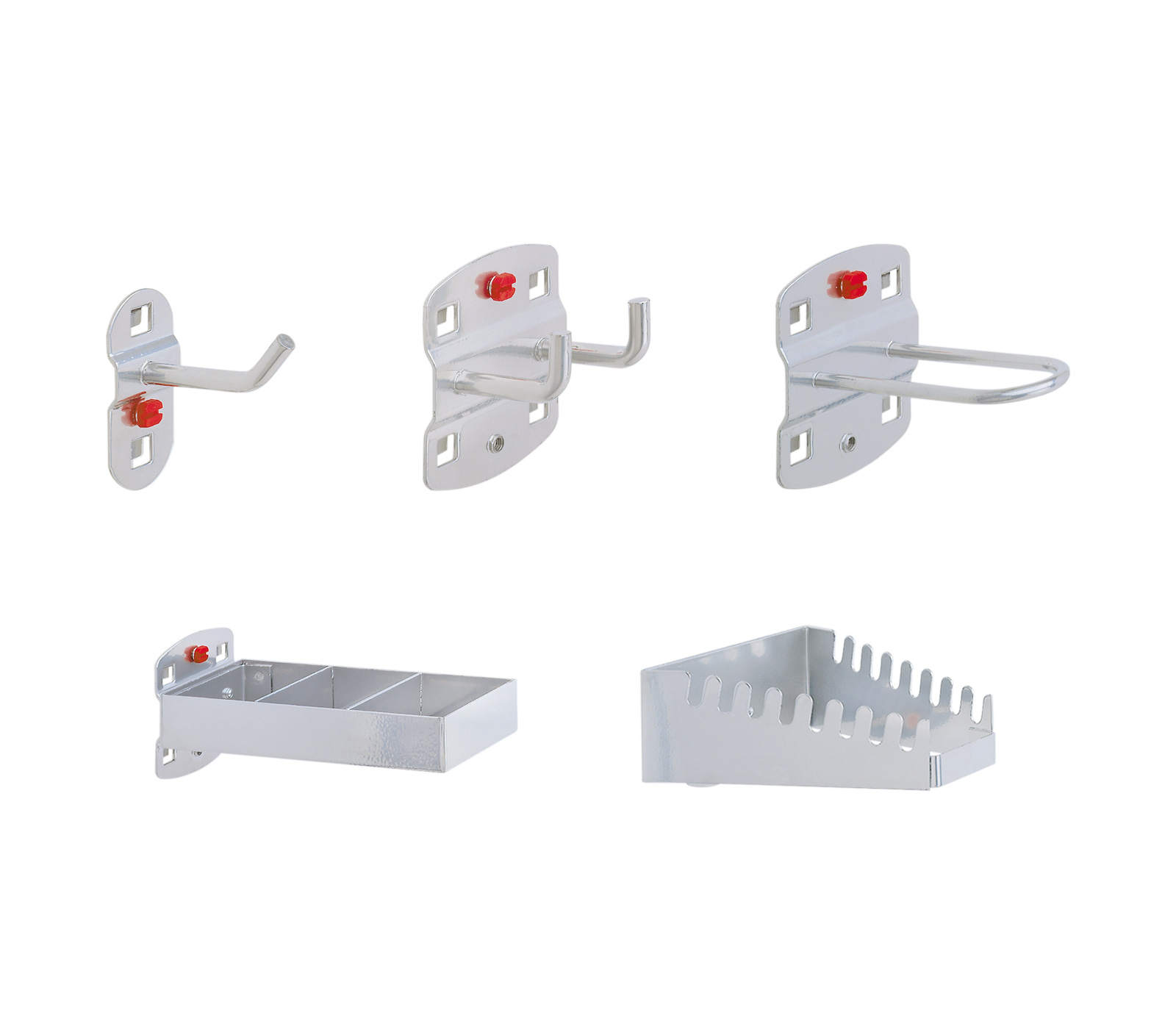 Hook system for tools for perforated steel plate attachment