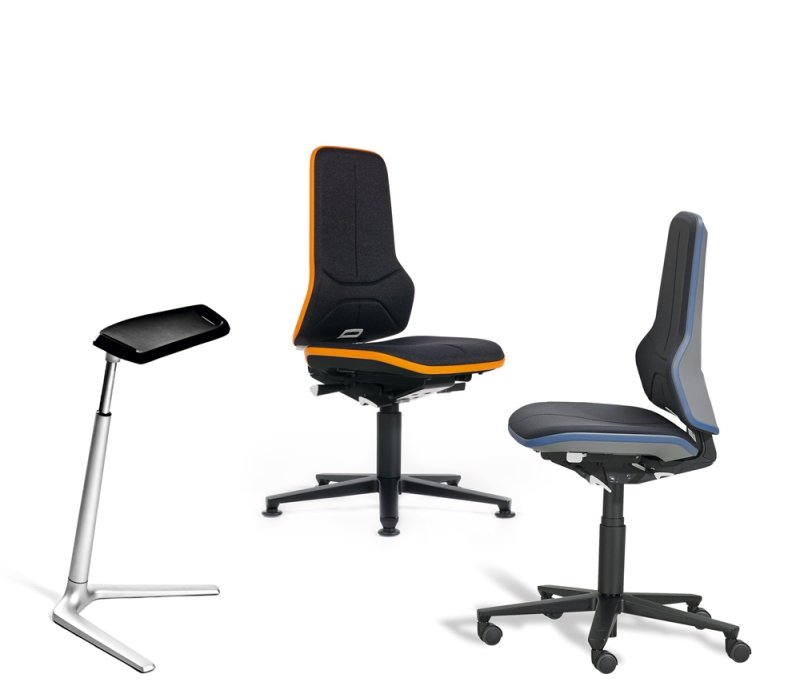 Work tables and ergonomic chairs, stools and standing aid