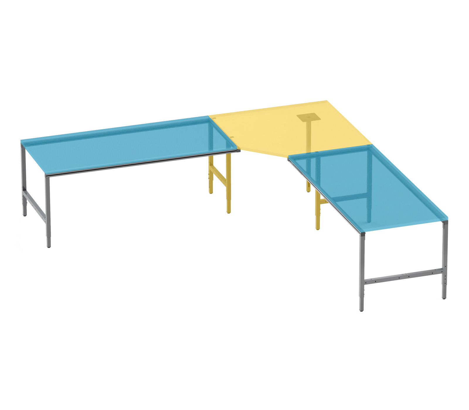 Table combinations - corner element with add-on frame and corner frame